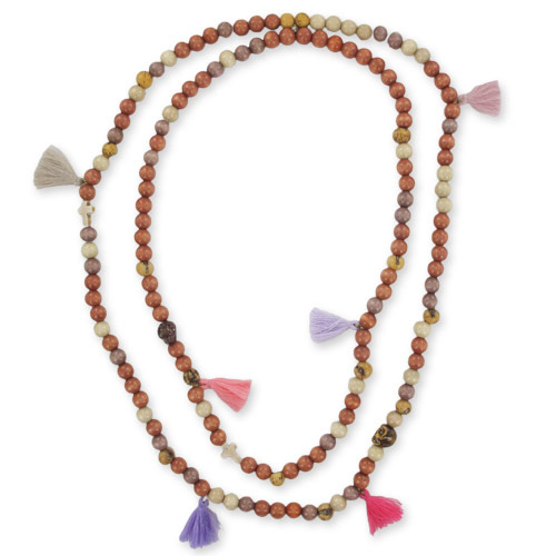 Collier Pompons et Rondes en bois Collier Pompons et Rondes en bois