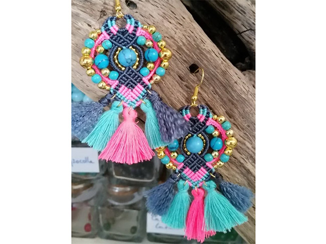 boucles d'oreilles micro-macramé