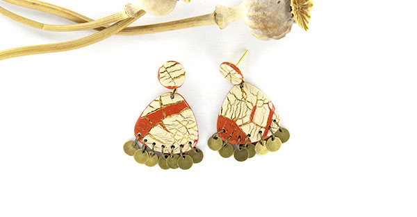 Boucles d'oreilles effet craquelé en pâte polymère Boucles d'oreilles effet craquelé en pâte polymère