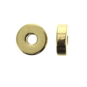 Perles rondelles Heishi en laiton - disques plats percés - 6x2 mm - Doré à l'or fin x15