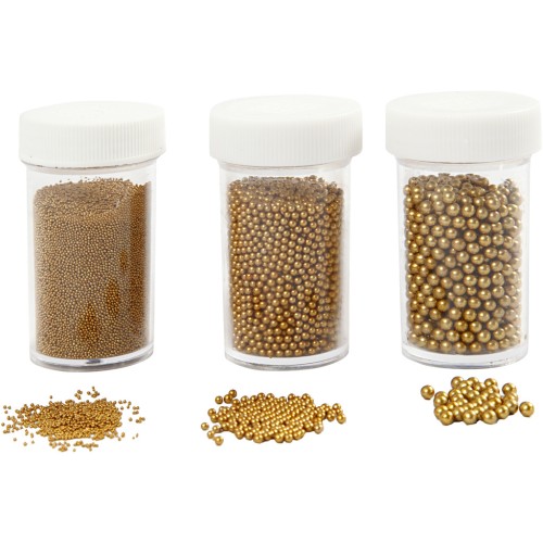Assortiment de mini billes en verre de 0.6 à 3 mm - Doré x3