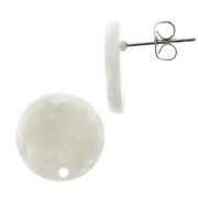 Clous d'oreilles acétate de cellulose 15 mm Ecaille de tortue - Blanc nacré x2
