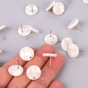 Clous d'oreilles acétate de cellulose 15 mm Ecaille de tortue - Blanc nacré x2