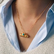 Tour de cou maille figaro 2 mm - Doré à l'or fin x 45 cm