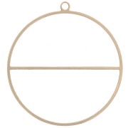 Pendentif cercle avec barre horizontale - anneau de tissage 38mm Laiton brut x1