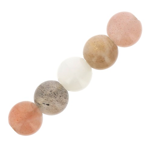Perles rondes en pierre gemme 4 mm - Pierre de lune Mix Rose x20