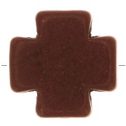 Perle croix Grecque 15 mm imitation Howlite teintée - Marron x1