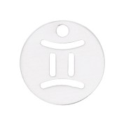 Breloque ronde 10 mm - signe du zodiaque Gémeaux - Argent 925 x1