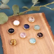 Perle ronde facettée 9 mm pierre gemme - Argent 925 Doré à l'Or fin - Lapis lazuli