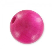 Perles rondes en bois 10 mm Fuchsia x10
