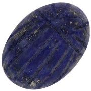 Perle ovale gravée scarabée 16x12 mm en pierre gemme - Lapis lazuli x1