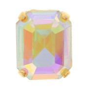 Cristal serti Aurora A4610 Step Cut Octagon 10x8 mm - Doré - Crystal AB x1