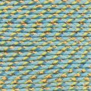 Cordon en coton tressé et fil métallisé 1.5mm - Multi bleu - Vert clair - Doré x1m