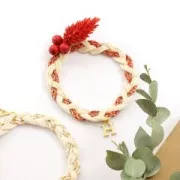 Cordon en coton tressé et fil métallisé 1.5mm - Multi bleu - Vert clair - Doré x1m