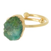 Bague druzy - Sillimanite teintée T.48 à 56 - Arg 925 Doré Or fin - imit Emeraude