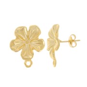 Clous d'oreilles fleur 18 mm avec anneau fermé - Doré à l'or fin x2