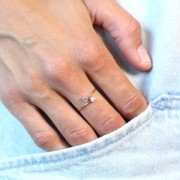 Bague fine réglable double oxydes de zirconium T54 à T56 - Argent 925 - Crystal x1