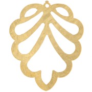 Pendentif feuille ajouré texturé 27x22.5 mm - Doré à l'or fin x1