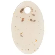 Pendentif ovale en acrylique translucide 32.5x20 mm - Blanc cassé tacheté x1