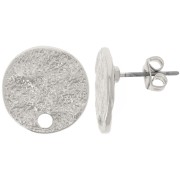 Clous d'oreilles ronds martelés texturés 14 mm - Argenté x2