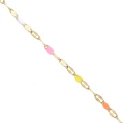 Chaîne maille Fantaisie et résine époxy 2 mm Acier inox 304 Doré Rose Orange x1m