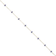 Chaîne maille Forçat et perles époxy 3.4 mm - Acier inox 304 Doré - Bleu nuit x1m