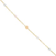 Chaîne perlée de perles aplaties facettées en verre 3x2 mm - Doré - Pastel x50cm