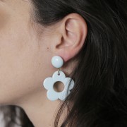 Cabochon rond 14 mm en résine opaque - Bleu x1