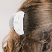 Pince à cheveux crocodile 85x45 mm Demi-lune - Acrylique opaque - Blanc marbré x1