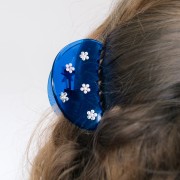 Pince à cheveux crocodile 85x45 mm Demi-lune - Acrylique transparent - Bleu roi x1