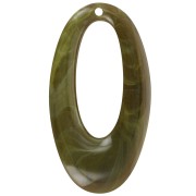 Pendentif ovale évidé en résine opaque 47x26 mm - Marbré olive x1