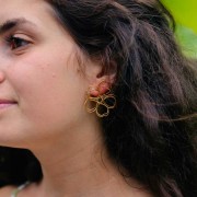 Boucles d'oreilles fleur en fil - volume 3D - 35 mm Acier inoxydable 304 Doré x2