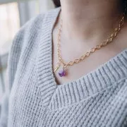 Pendentif pierre brute - pierre de naissance Juin - Argent 925 - Pierre de lune x1