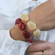 Perle plate irrégulière en résine opaque 22x17 mm - Kaki marbré x1