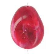 Rouge foncé - Perle plate irrégulière en résine opaque 22x17 mm - Rouge foncé marbré x1 Perle plate irrégulière en résine opaque 22x17 mm - Rouge foncé marbré x1