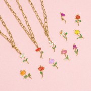 Pendentif Fleur de naissance 22x13.5 mm - Mars - Jonquille - Acier inox 316L Doré