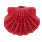 Perle coquillage en plastique 9x11.5 mm - Rouge foncé x1