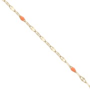 Chaîne maille Fantaisie et résine époxy 1.5mm - Acier inox 304 Doré - Orange x1m
