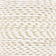 Blanc - Cordon en coton tressé et fil métallisé 1.5 mm - Blanc - Doré x1m Cordon en coton tressé et fil métallisé 1.5 mm - Blanc - Doré x1m