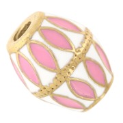 Perle losange 13.5x11 mm Résine époxy - Acier inoxydable 304L Doré Blanc Rose x1