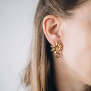 Boucles d'oreilles coquillage 32x24 mm - Acier inoxydable Doré 304L x2