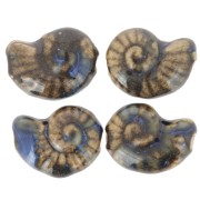 Perle coquillage 20x16 mm en céramique - Marron foncé - Marbré Bleu x1