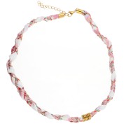 Collier tressé cordon en acier inoxydable 304 Doré - Blanc - Rose x40 cm