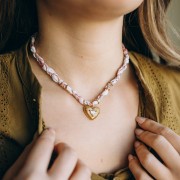 Collier tressé cordon en acier inoxydable 304 Doré - Blanc - Rose x40 cm