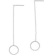 Chaines d'oreilles traversantes maille Forçat 120 mm cercle - Acier inox 304L x2