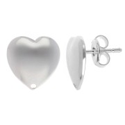Clous d'oreilles coeur 12 mm - Placage Argent fin x2