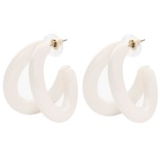 Ecru - Créoles double fil 35.5 mm en résine - Ecru x2 Créoles double fil 35.5 mm en résine - Ecru x2