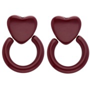 Bordeaux - Boucles d'oreilles coeur et cercle 49x35 mm en résine - Bordeaux x2 Boucles d'oreilles coeur et cercle 49x35 mm en résine - Bordeaux x2