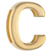 Poussoir lettre alphabet 15x12 mm - C - pour lacet 10 mm - Doré à l'or fin x1