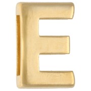 Poussoir lettre alphabet 15x10 mm - E - pour lacet 10 mm - Doré à l'or fin x1